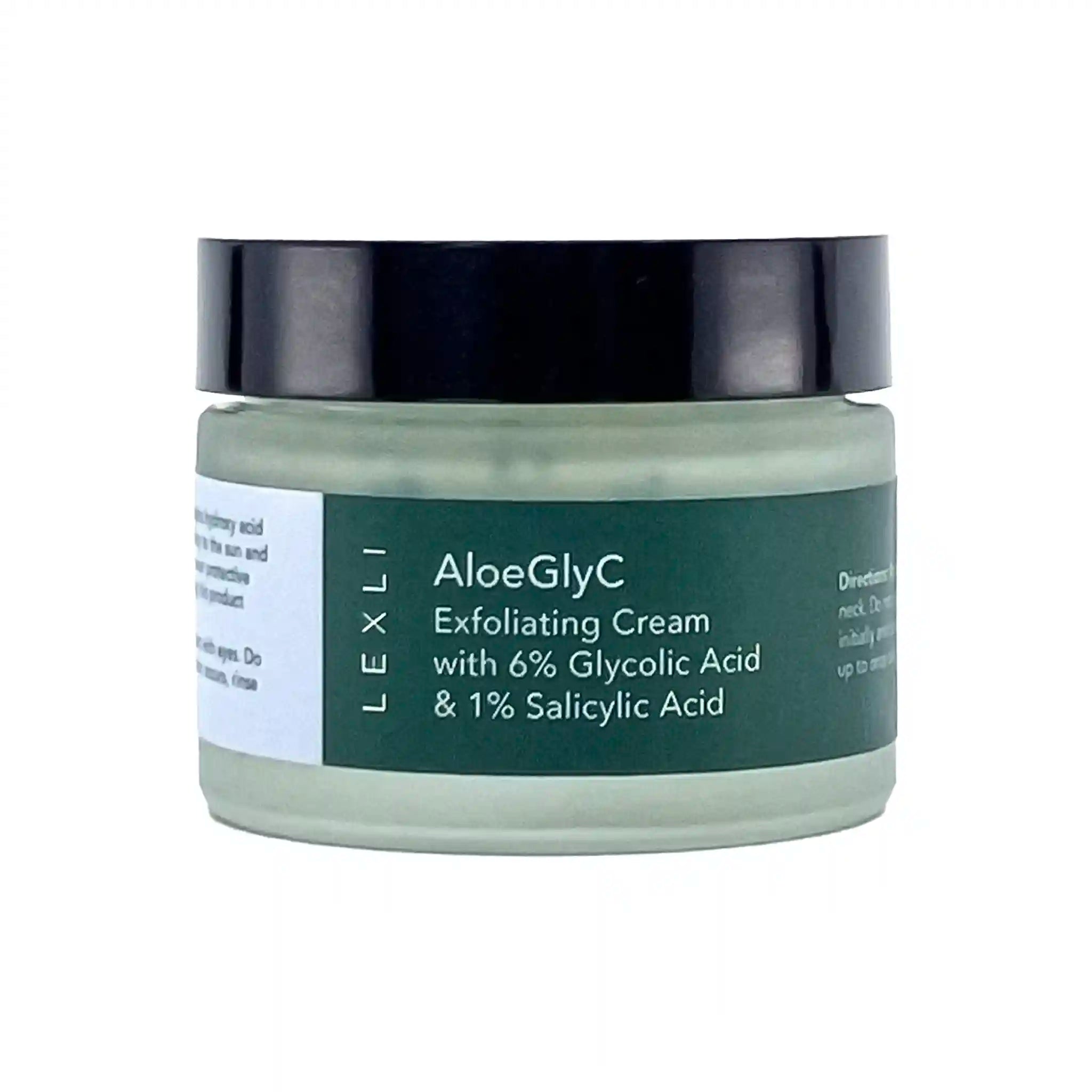 1 oz jar with green label, AloeGlyC