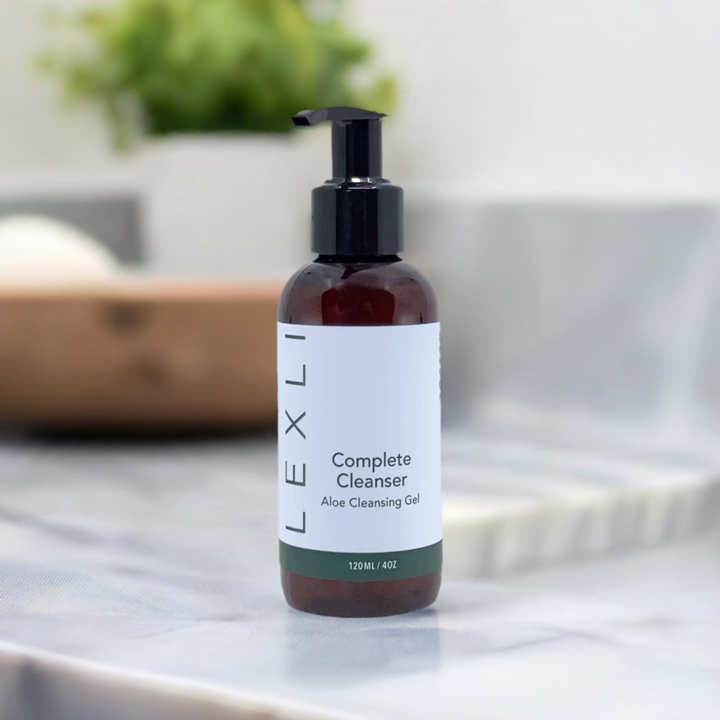 4 oz Complete Cleanser  on a bathroom countertop