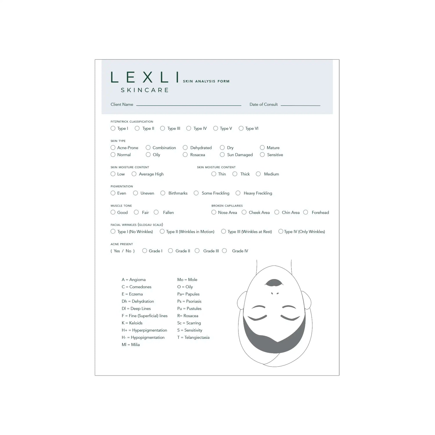 Lexli Skin Analysis Form